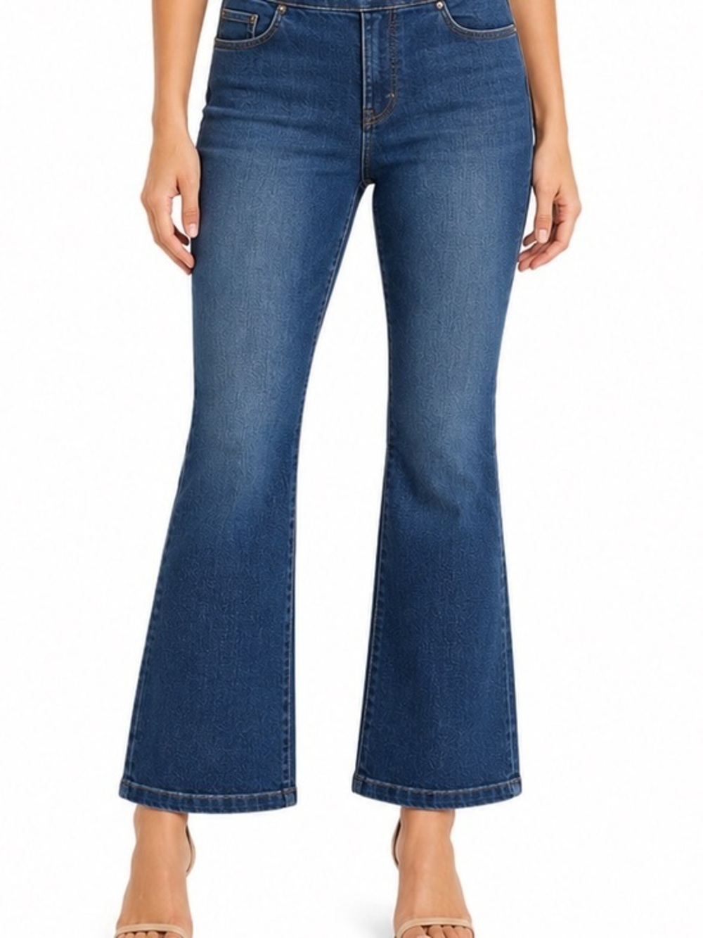 SPANX Flare Jeans Women’s Medium Blue Pull On Shaping Denim Bootcut Short